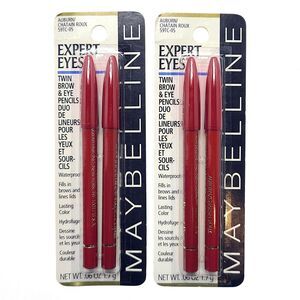 2 PACK Maybelline RARE AUBURN Expert Eyes Twin Brow & Eye Liner Pencils 59TC-05